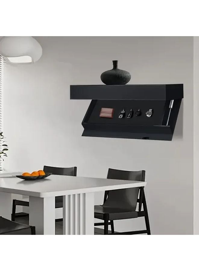 Black Wall Mounted Jewelry Storage Box Set With Secret Space For Watches Wallets - Image 5